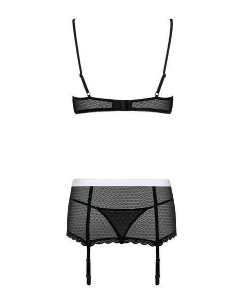 Еротичний костюм покоївки Obsessive Maidme set 5pcs S/M, бюстгальтер, пояс з фартухом, панчохи, стрі SO7290 фото