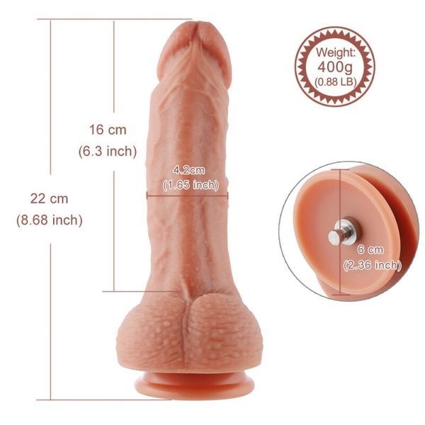Ультрареалистичный фаллоимитатор для секс-машин Hismith 8.3&Prime; 2-layers Silicone Flesh Dildo,2-слойный SO6204 фото