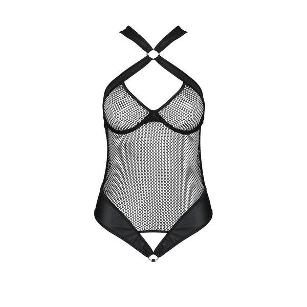 Сітчастий боді з халтером Passion Amanda Body XXL/XXXL, black SO5317 фото