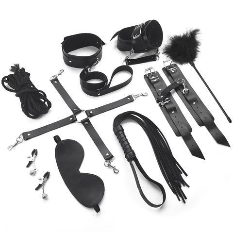 Набір BDSM Art of Sex &ndash; Set Leather, 10 предметів, чорний, натуральна шкіра SO7138 фото