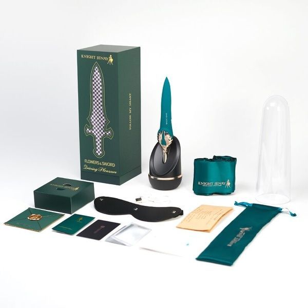 Изысканный вибратор Knight Jenay FLOWERS & SWORD, маска, лента и лубрикант в комплекте SO6557 фото