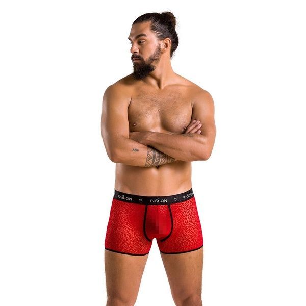 Мужские прозрачные боксеры Passion 046 SHORT PARKER L/XL Red, сетка, под леопард SO7609 фото