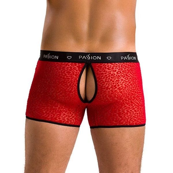 Мужские прозрачные боксеры Passion 046 SHORT PARKER L/XL Red, сетка, под леопард SO7609 фото