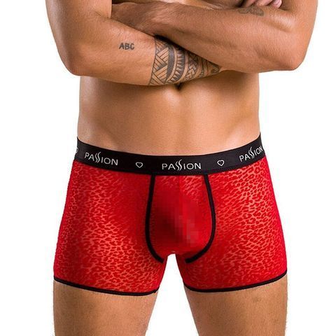 Мужские прозрачные боксеры Passion 046 SHORT PARKER XXL/XXXL Red, сетка, под леопард SO7611 фото