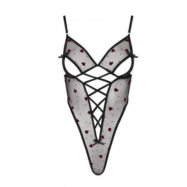 Еротичний боді з малюнком Passion LOVELIA BODY XXL/XXXL, black SO4755 фото