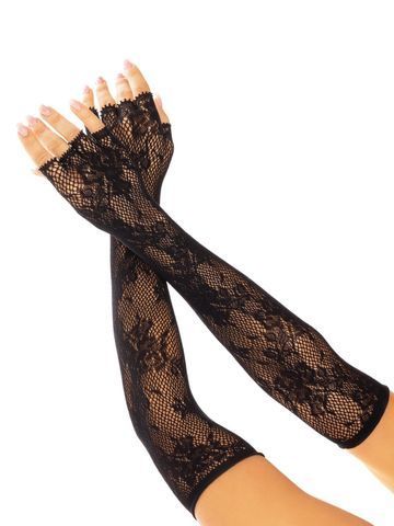 Митенки Leg Avenue Lace Opera Length Fingerless Gloves Black SX1057 фото