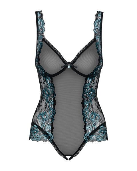 (SALE) Сітчасте боді на кісточках Obsessive Amanta teddy S/M, чорне, з доступом SO7198 фото