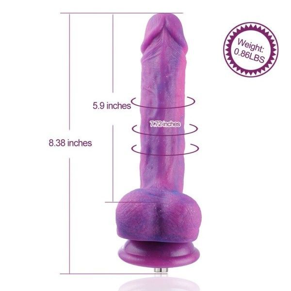 Фалоімітатор 8.2&Prime; з вібрацією для секс-машин Hismith Purple Silicone Dildo with Vibe, KlicLok SO6212 фото