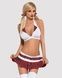 Еротичний костюм школярки з мініспідницею Obsessive Schooly 5pcs costume S/M, біло-червоний, топ, сп SO7304 фото 1