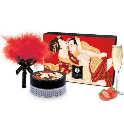 Смачна пудра для оральних пестощів Shunga Body Powder Sparkling Strawberry Wine, 75 г, аромат полуниці SX0590 фото