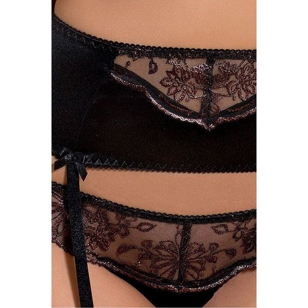 Комплект белья Passion Exclusive BRIDA SET OpenBra 2XL/3XL, black, трусики-танга, пояс, открытый лиф PS22724 фото