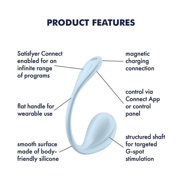 Смарт-виброяйцо Satisfyer Smooth Petal Connect App Light Blue SX0667 фото