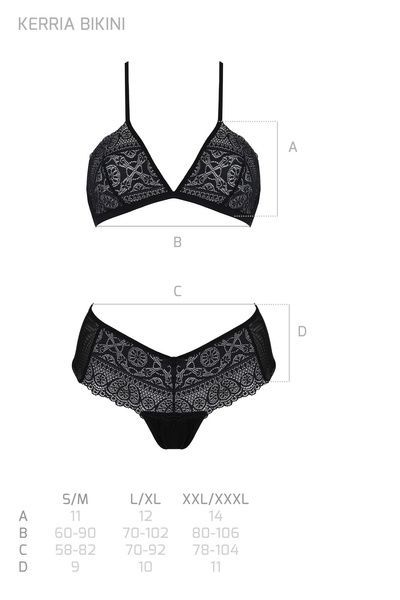 Комплект Passion KERRIA BIKINI black, L/XL, бралет і трусики-бікіні SX0482 фото