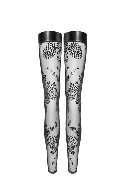 Чулки без мыска Noir Handmade F243 Tulle stockings with patterned flock embroidery, S SX0155 фото