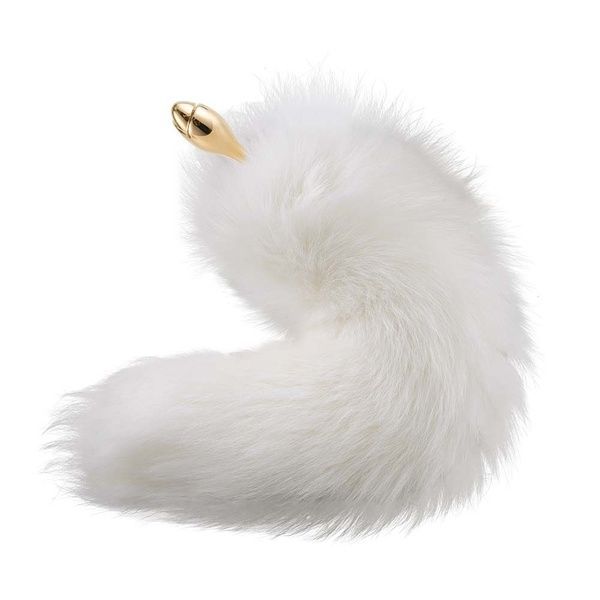 Металлическая анальная пробка Лисий хвост LOCKINK SEVANDA White Fox-Tail Anal Rose-shape Plug SX0866 фото