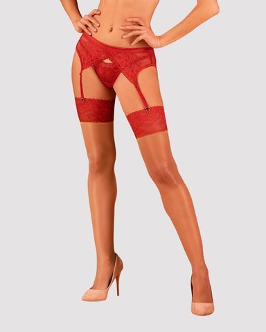 Чулки под пояс с широким кружевом Obsessive Lacelove stockings M/L SO8659 фото