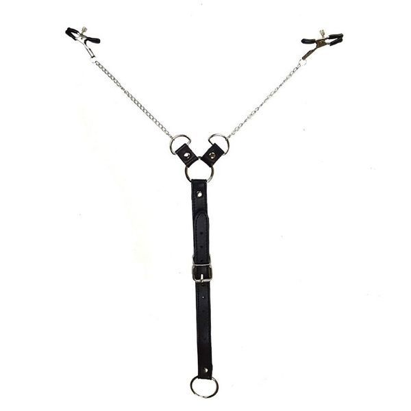 Зажимы для сосков с фиксацией на пенисе Art of Sex &ndash; Nipple Clamps for Men, экокожа SO5146 фото