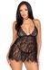 Сорочка беби-долл Leg Avenue Floral lace babydoll & string Black L, стринги SO9171 фото 1