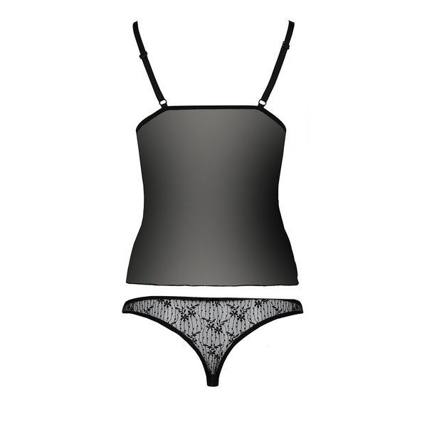 Комплект белья Passion MELISSA SET S/M, black, лиф-сорочка со шнуровкой и трусики EL15905 фото