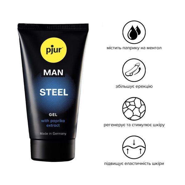 Гель для пеніса стимулювальний pjur MAN Steel Gel 50 ml з екстрактом паприки та ментолом PJ12910 фото