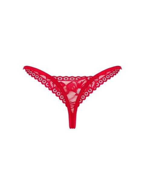 Кружевные стринги Obsessive Lacelove thong M/L Red, низкая посадка SO8662 фото
