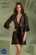 Пеньюар Passion LEAFA PEIGNOIR black, L/XL, довжина трохи вище коліна, широкі рукави, зав'язується на пояс SX0506 фото 6