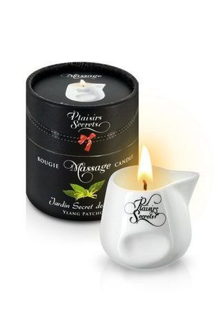 Массажная свеча Plaisirs Secrets Ylang Patchoul (80 мл) подарочная упаковка, керамический сосуд SO1857 фото
