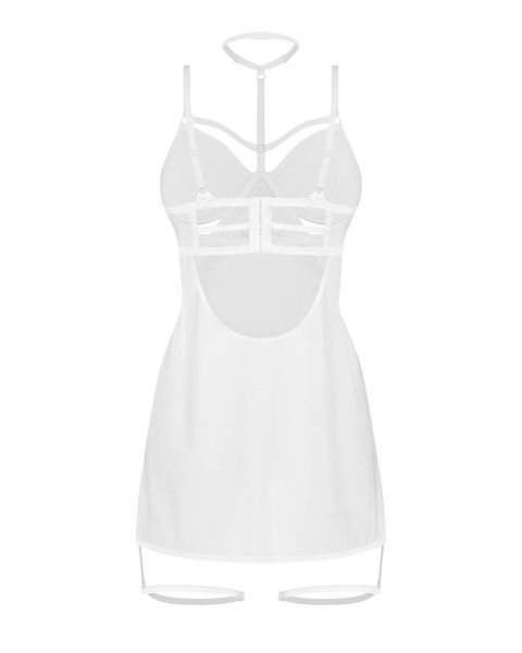 Бебі-дол Obsessive Arrowel White chemise S/M, з декоративним чокером та гартерами SX2588 фото