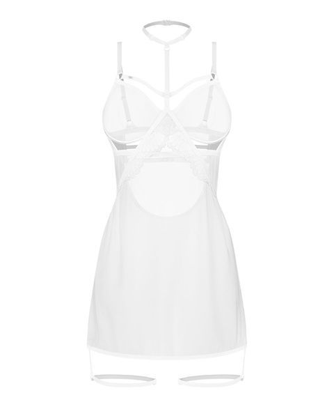 Бебі-дол Obsessive Arrowel White chemise S/M, з декоративним чокером та гартерами SX2588 фото