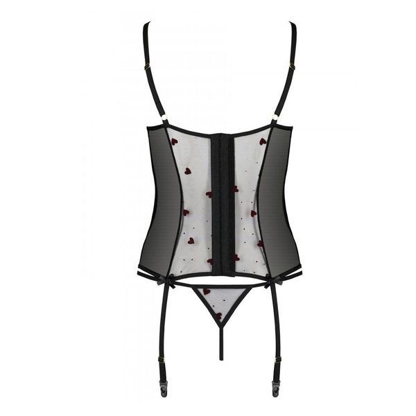 Корсет з підв'язками, стрінги Passion LOVELIA CORSET S/M, black SO4766 фото