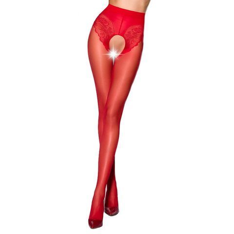 Еротичні колготки Passion TIOPEN 006 1/2 (30 den), red, з вирізом, імітація трусиків PS24518 фото