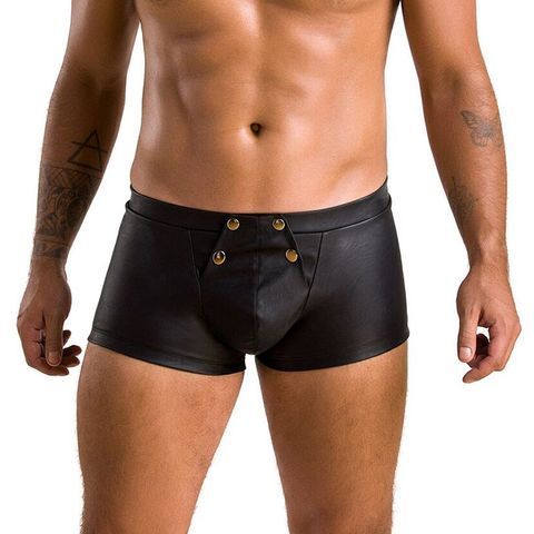 Мужские кожаные боксеры с клапаном Passion 050 SHORT PATRICK XXL/XXXL Black SO7623 фото