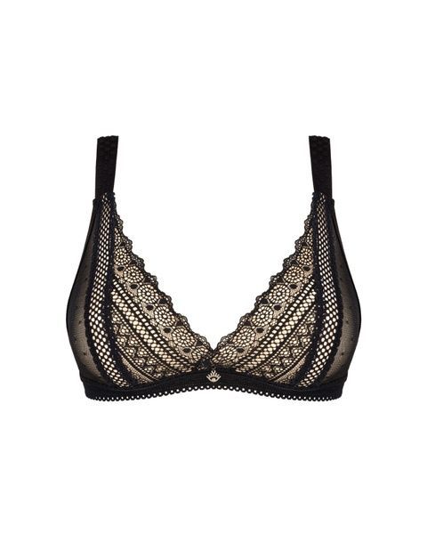 Мереживний бюстгальтер із трикутною чашкою Obsessive Estiqua bra XS/S, чорний, широкі лямки SO7258 фото