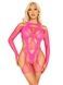 Бодістокінг Leg Avenue Fishnet Garter Harness and Teddy One Size Neon Pink SX2770 фото 1