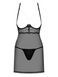 Прозора сорочка з відкритими грудьми Obsessive Pearlove chemise & thong black S/M, трусики SO7877 фото 3