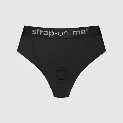 Трусики-бразиліана з фіксацією дилдо Strap-On-Me Harness Lingerie Idole &ndash; L &ndash; Black, високі SX3515 фото