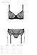Комплект Passion LEAFA SET black S/M, кружево+сетка, бюстгальтер на косточках, стринги, пояс для чулок SX0510 фото 5