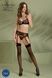 Комплект Passion LEAFA SET black S/M, кружево+сетка, бюстгальтер на косточках, стринги, пояс для чулок SX0510 фото 6