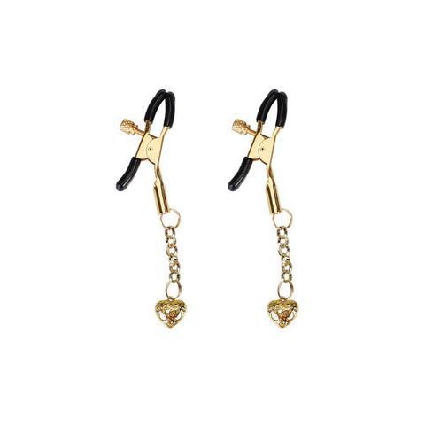 Затискачі для сосків Liebe Seele Hollow Heart Nipple Clamps Gold SX1685 фото