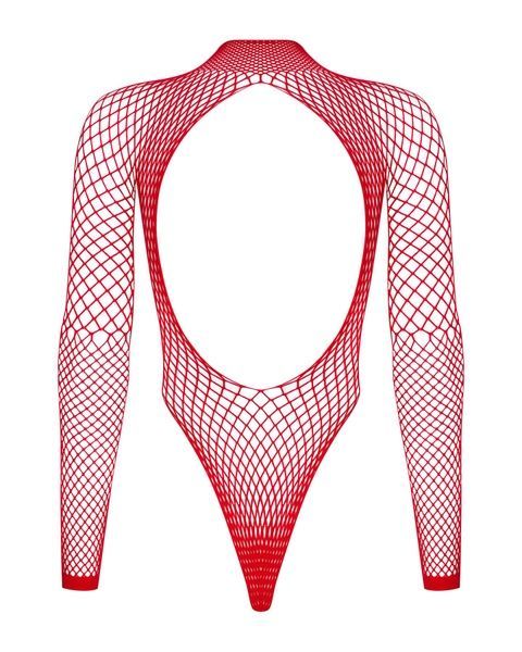 Сітчастий бодістокінг із довгим рукавом Obsessive B126 teddy red S/M/L, червоний SO7211 фото