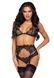 Кружевной комплект со стразами Leg Avenue Bright Lights Rhinestone S (трусики, бра, пояс для чулок) SO8003 фото 1