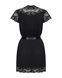 Сатиновый открытый пеньюар на поясе Obsessive 810-PEI&ndash;1 peignoir black 2XL/3XL, черный SO7162 фото 6