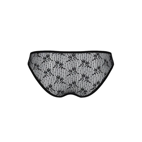 Трусики-сліпи з мереживною сіточкою Passion DINA THONG L/XL, black SO5340 фото