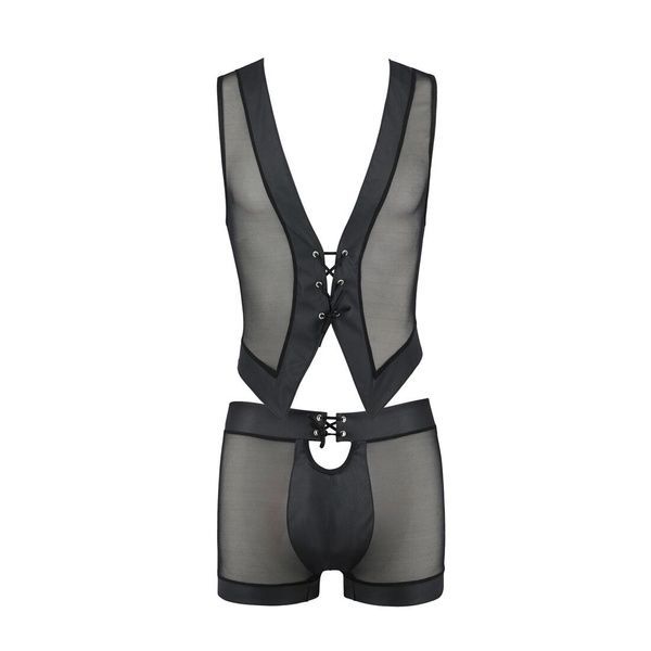 Комплект мужского белья на шнуровке Passion 053 SET WILLIAM S/M Black, жилет, боксеры SO7628 фото
