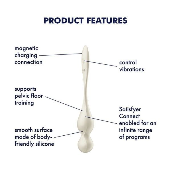 Вагінальні смарт-кульки з вібрацією Satisfyer Love Birds 1 Connect App White, 78 г SX0569 фото
