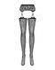 Панчохи-стокінги з рослинним малюнком Obsessive Garter stockings S206 black S/M/L чорні, імітація га SO7265 фото 5