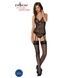 Корсет із пажами, трусики з ажурним декором та відкритим кроком Passion URSULA CORSET L/XL, black SO5835 фото 3