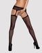 (SALE) Сітчасті панчохи-стокінги з квітковим малюнком Obsessive Garter stockings S207 S/M/L,чорні, імітація SO7266 фото 1
