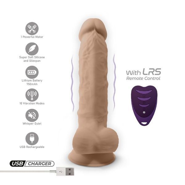 Фалоімітатор з вібрацією SilexD Vetus Vibro Flesh (MODEL 1 size 8in) + LRS, двошаровий, діам. 4,2 см SO8213 фото