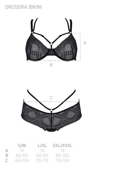 Комплект Passion DROSERA BIKINI black, S/M, бюстгальтер и трусики-кюлоты SX0468 фото